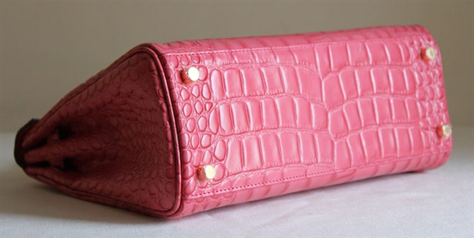 7A Replica Hermes Kelly 32cm Crocodile Veins Leather Bag Pink HC0001 (1) - Click Image to Close